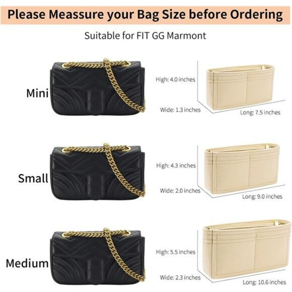 Felt purse organizer insert mini bag organizer handbag divider small tote insert - Picture 2 of 7